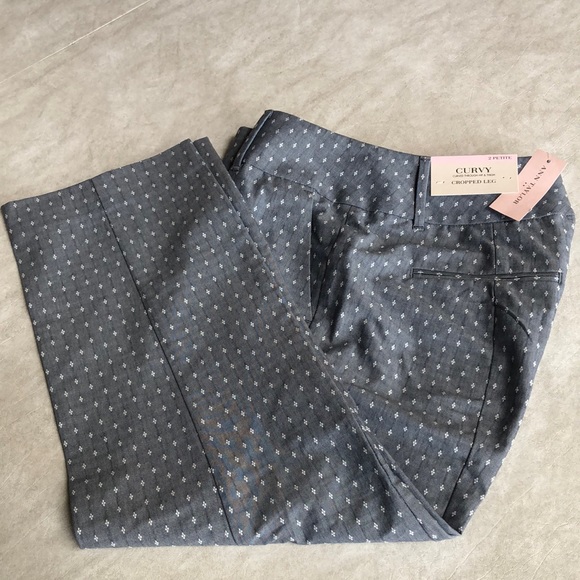 Ann Taylor Women's Curvy Cropped Leg Trouser Pants Gray White Diamond Size 2P - Picture 13 of 14